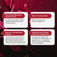 Beet root powder for smoothies Kate Naturals Organic label