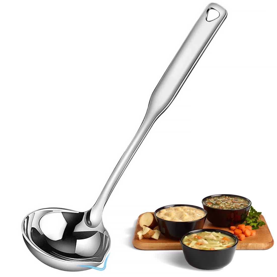 KAYCROWN stainless steel ladle 11.8 inch with pour spout