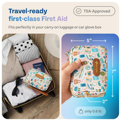 Compact travel first aid kit with stain resistant case