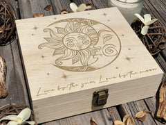Keepsake wooden box for crystals and tarot cards