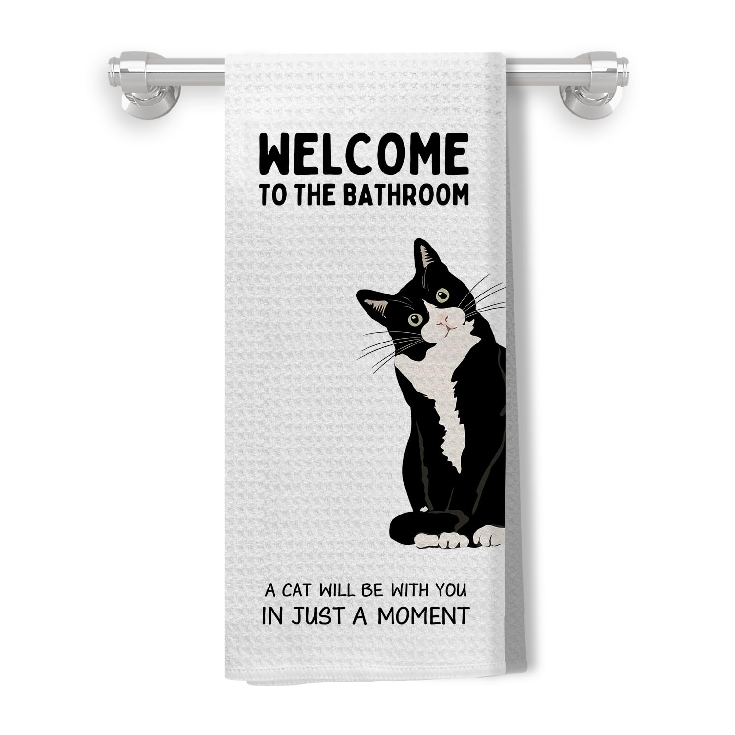 Kemingni funny tuxedo cat hand towels in bathroom decor