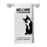 Kemingni funny tuxedo cat hand towels in bathroom decor