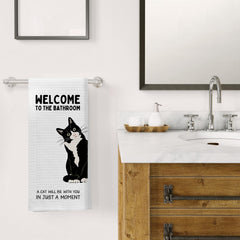 Gift-ready cat towels tuxedo design by Kemingni