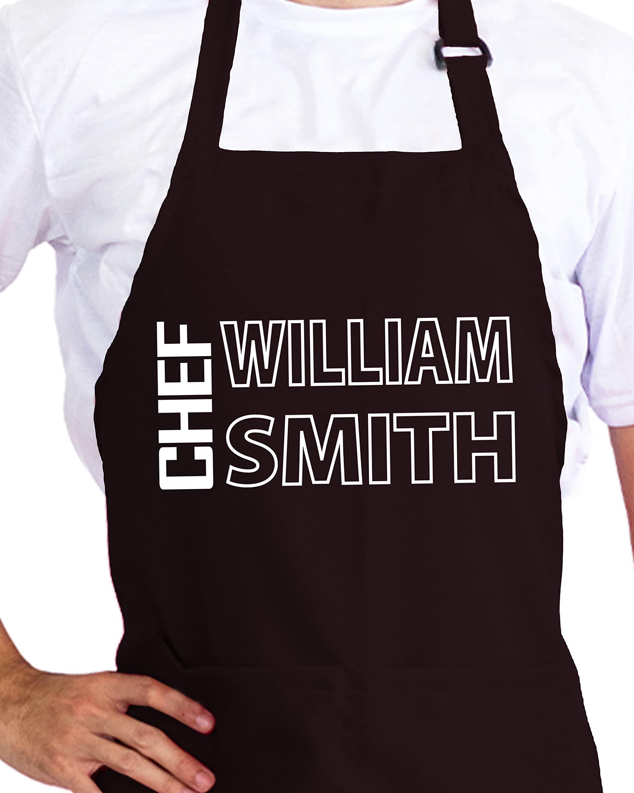 Kenzal custom chef apron with name front detail