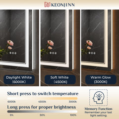 Frontlit and backlit lighting on Keonjinn LED bathroom mirror