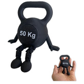 Kettlebell desk decor with articulated legs closeup showing movable legs