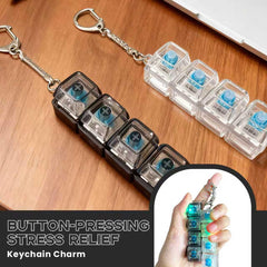Keyboard clicker fidget toy with LED color flashes inside a transparent shell