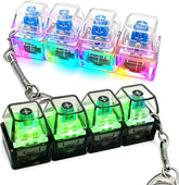 Two portable keyboard fidget keychains Style-2 with four buttons and LED lights