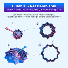 three-color Silk PLA KEZPO 3D Printed Expandable Fidget Star glossy finish close view