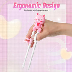 KFHENSOMR cat design training chopsticks white color learning set