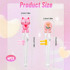 KFHENSOMR cat design training chopsticks blue color for kids