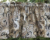 Khaki Brown Taupe Black Paisley Floral Valance cotton lined 40x15 with rod pocket