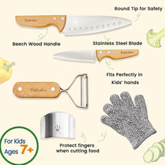 Kibbidea beech wood handles on kids knives