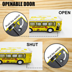 Pull back action bus toys by KIDAMI 5 pack