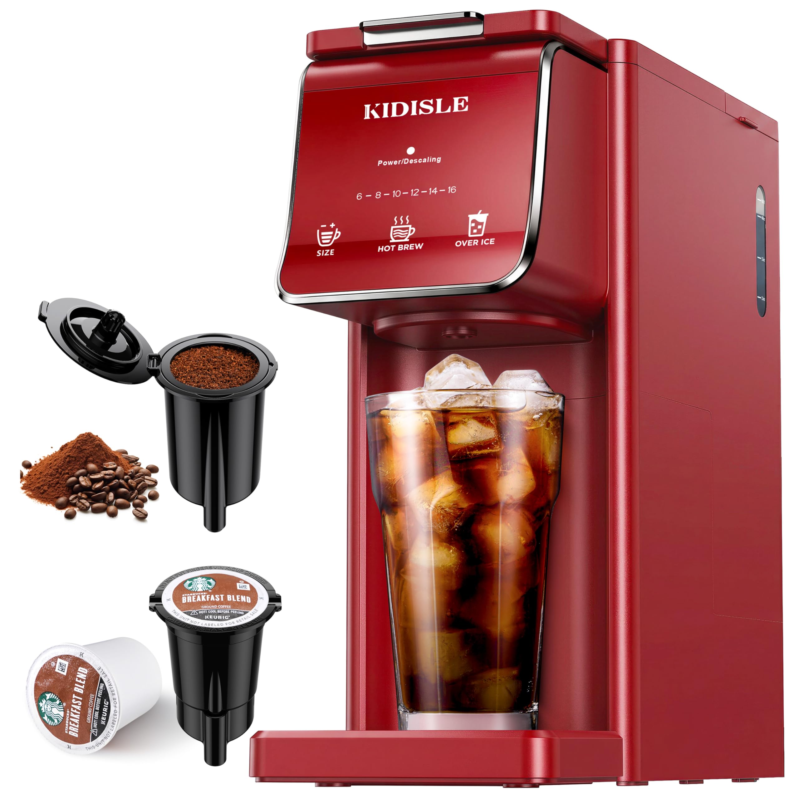 KIDISLE single serve coffee maker red compact design