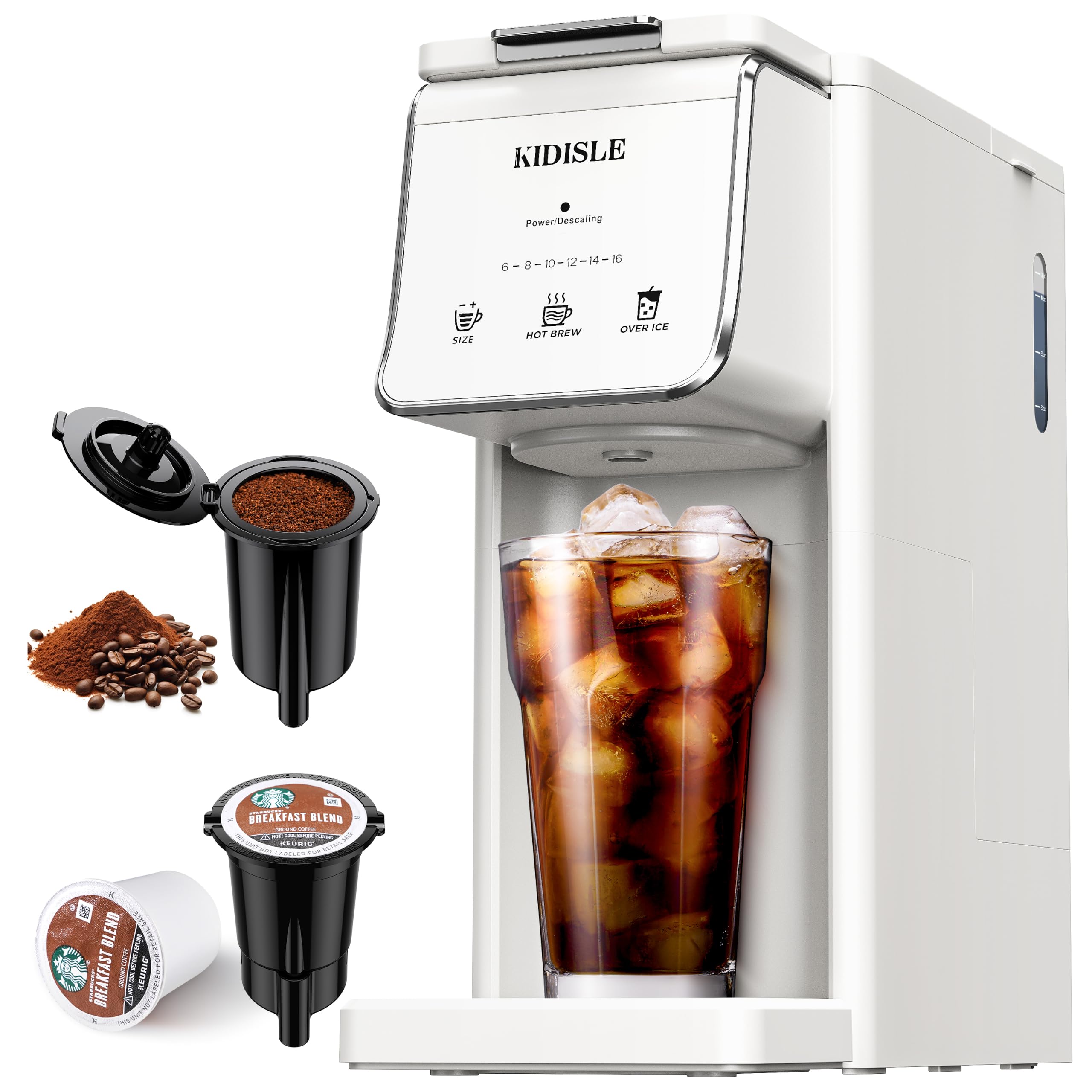 KIDISLE single serve coffee maker white finish