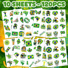 Brazil flag soccer carnival motifs temporary tattoos