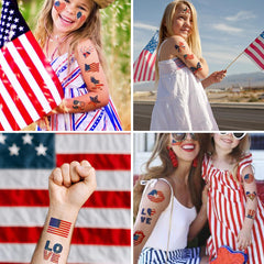 Glitter stars and stripes temporary tattoos set