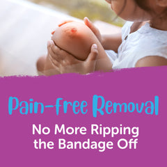 Child applying liquid bandage paint to minor scrape