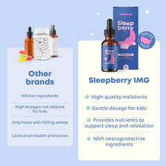 Kids melatonin drops JoySpring SleepBerry Berry flavor label