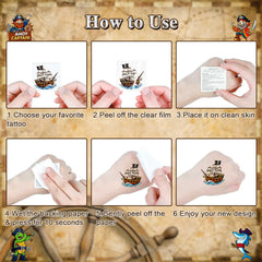 Kids pirates temporary tattoos for parties