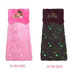 plush warm fabric sleeping bag for kids with pillow