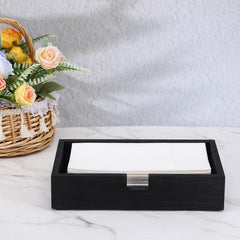 Cocktail napkin holder for table black wood