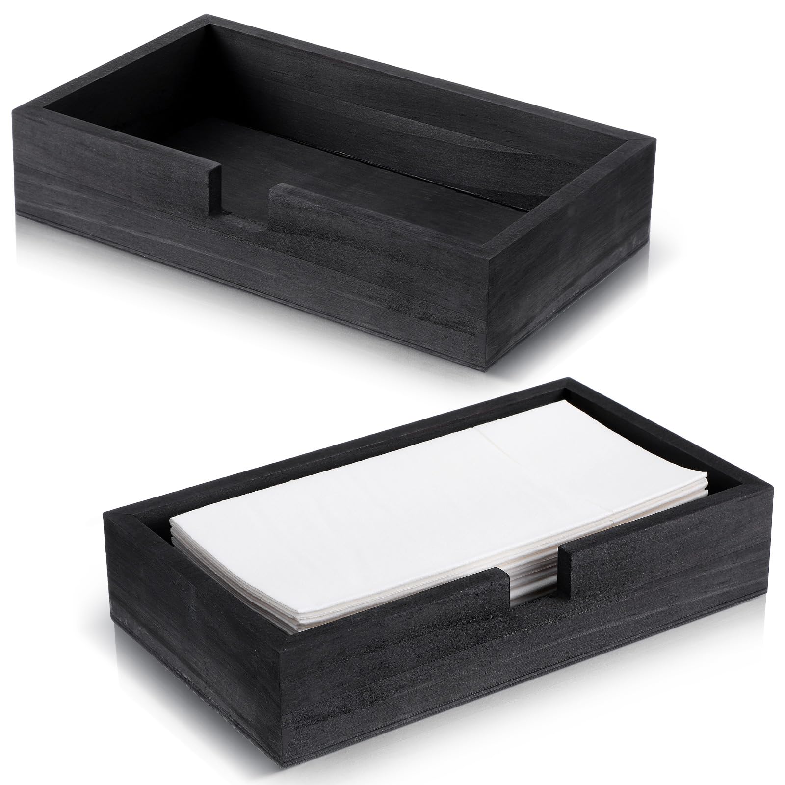Kifmurase napkin holder two pack black pinewood on counter