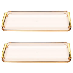 Kifmurase serving tray with golden handles set of 2 for party decor