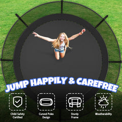 12ft Kiivakii trampoline black color with enclosure net