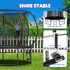 Assembled Kiivakii trampoline 12ft dimensions 144 by 144 by 103 inches