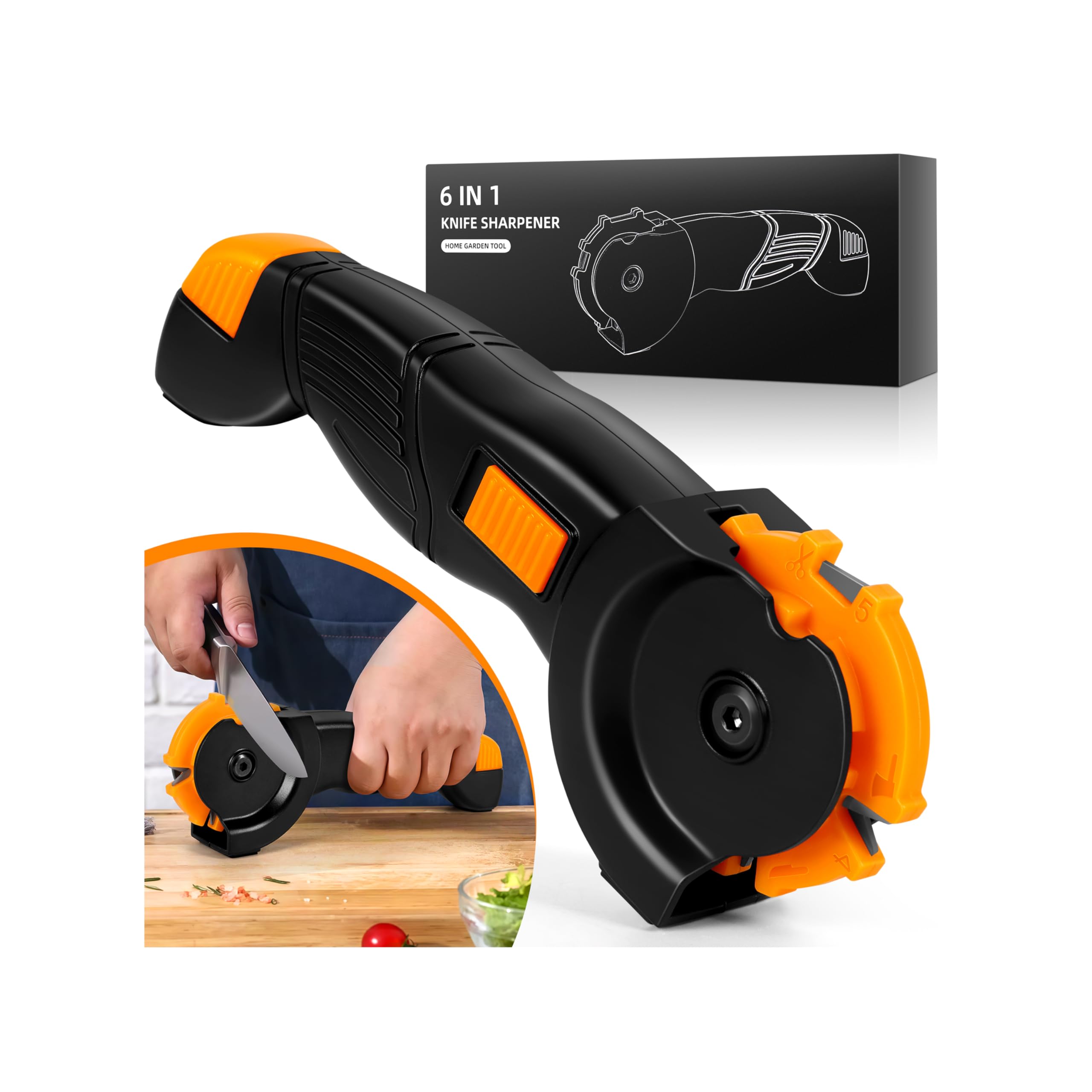 KimPump 6-in-1 sharpener for kitchen and garden blades