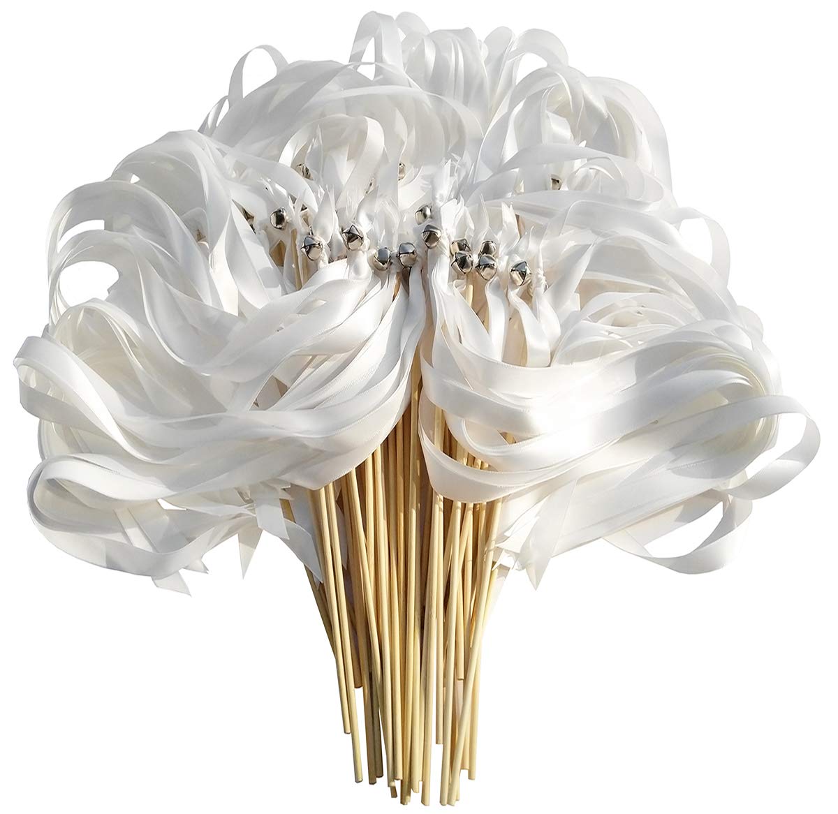 Kingsnow 50pcs ribbon wands white wedding decor