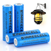 Kinreecell AA 3.2v 600mAh Battery LiFePo4 4 Pack