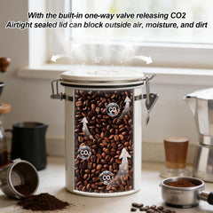 Includes 30ml stainless steel scoop hung on canister side