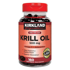 Kirkland Signature Krill Oil 500 mg 160 Softgels bottle