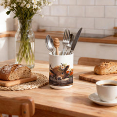 Compact 4 x 5.4 inch utensil holder for spoons and forks
