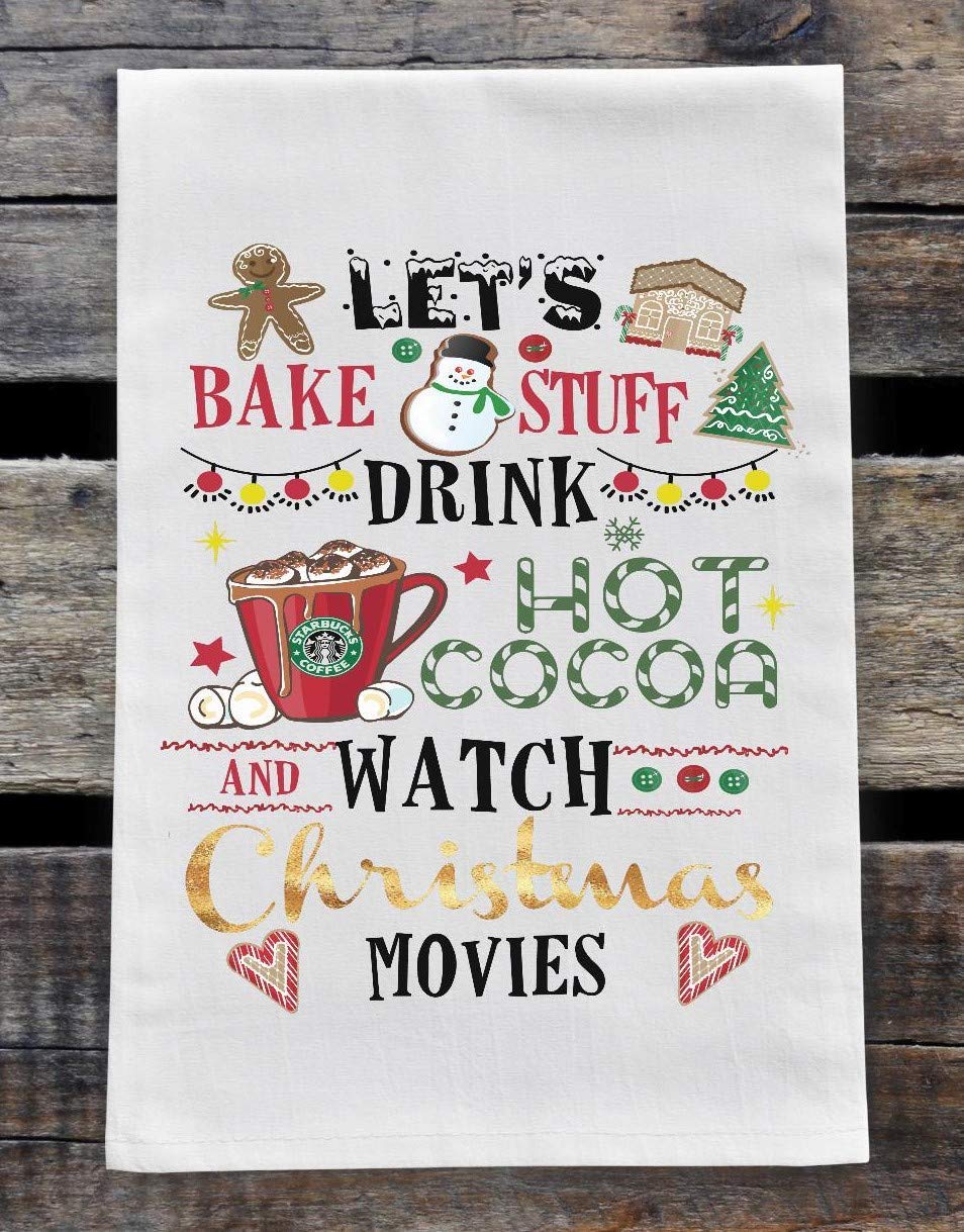 Kitchen Dish Towel Christmas Flour Sack Towel 28x28 inches with hanging loop