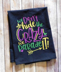 Kitchen Dish Towel Flour Sack Towel Mardi Gras 28x28 with hanging loop and bottom center 8x10 image