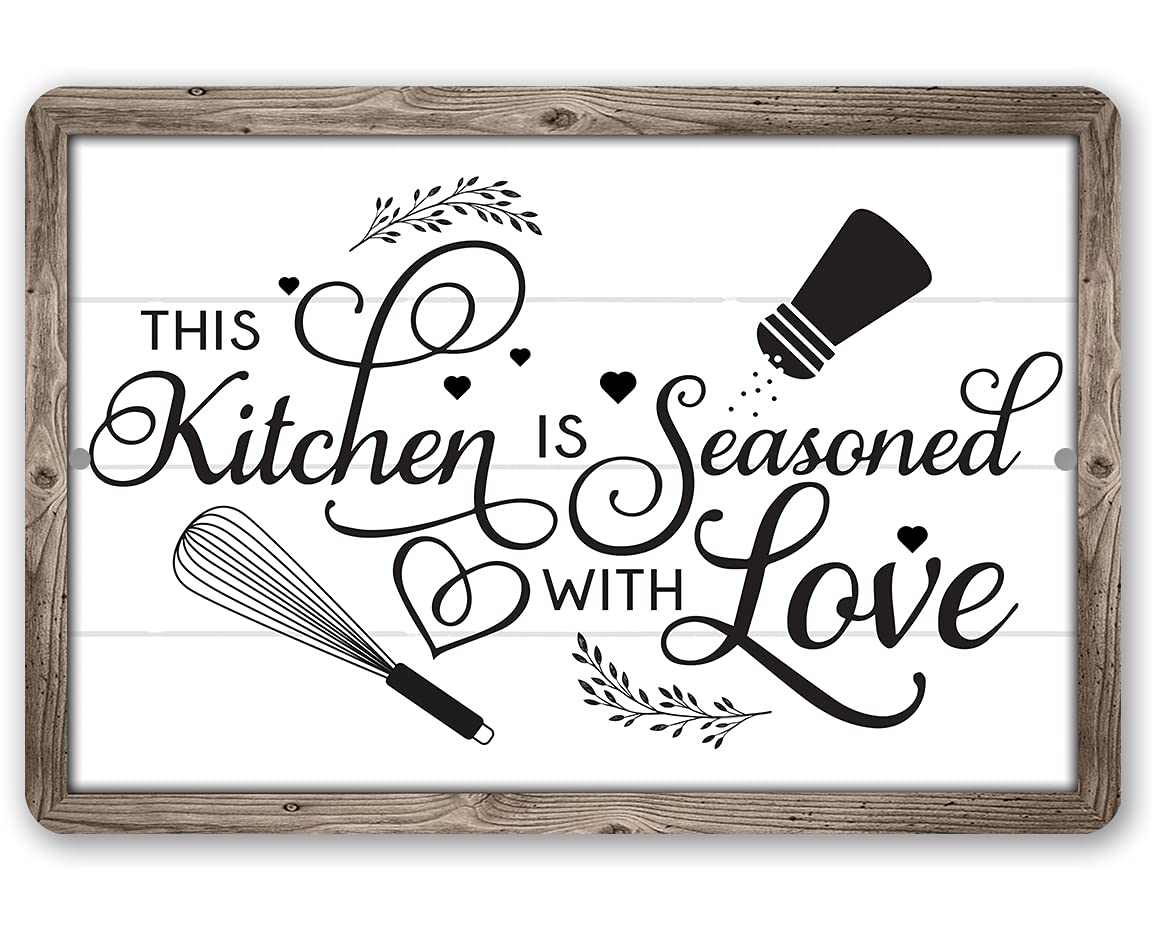 Kitchen Seasoned with Love sign kitchen wall decor indoor 8x12
