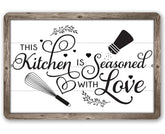 Kitchen Seasoned with Love sign kitchen wall decor indoor 8x12