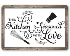 Kitchen Seasoned with Love sign kitchen wall decor indoor 8x12