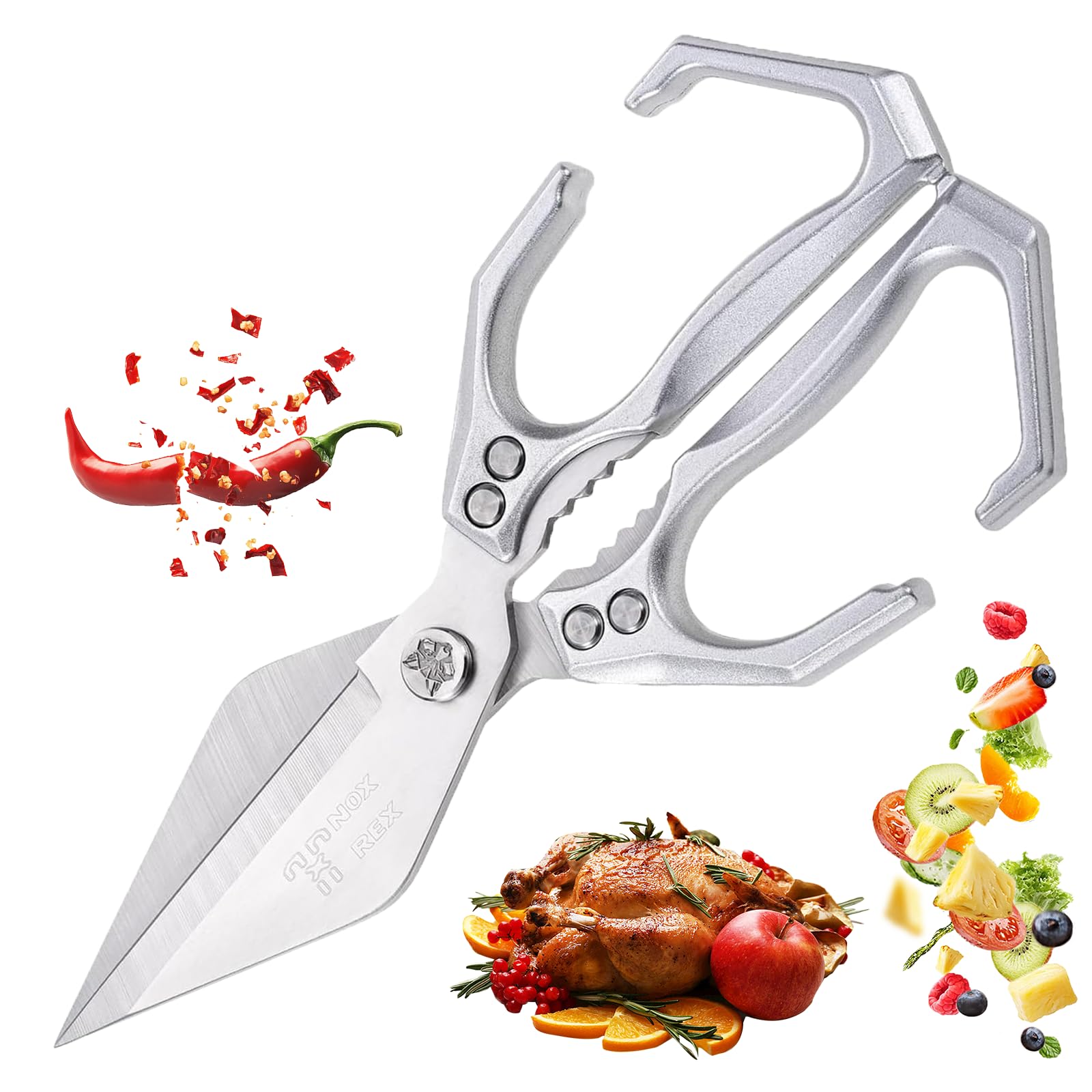 Kitchen Shears with silver handles for versatile tasks
