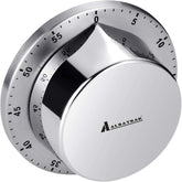 Saucer-shaped stainless steel timer with magnetic backing