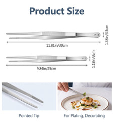 10 inch kitchen tweezers for cooking dual pack