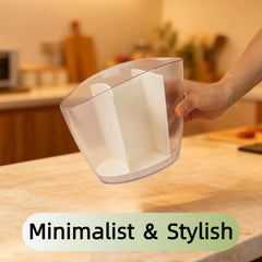 White plastic utensil organizer for kitchen