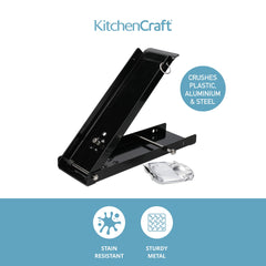 KitchenCraft Foot Operated Can Crusher heavy duty metal design side view
