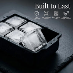 Close up of silicone ice cube tray with lid showing stackable design