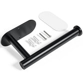 Kitsure bathroom toilet paper holder in black finish for wall-mount installation
