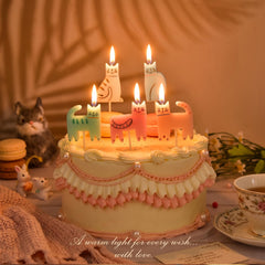 Kitten shaped cake toppers for cat birthday candles by PHD CAKE